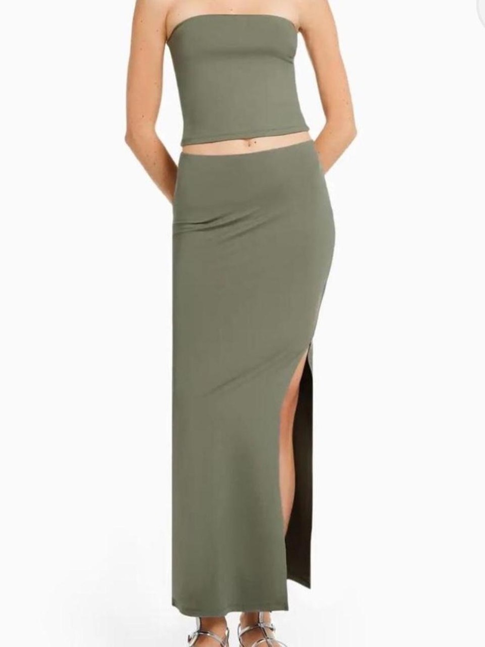 Bershka khaki maxi skirt